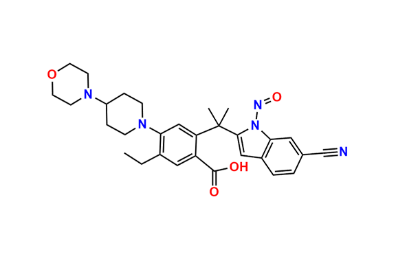 2-(2-(6-Cyano-1-nitroso-1H-indol-2-yl)propan-2-yl)-5-ethyl-4-(4-morpholinopiperidin-1-yl)benzoic Acid