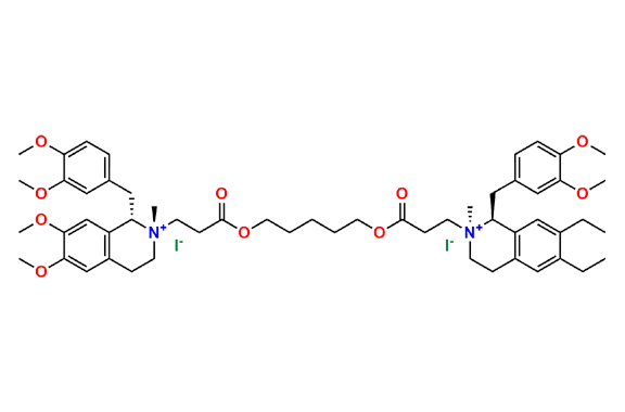 (1S,2S)-1-(3,4-Dimethoxybenzyl)-2-(3-((5-((3-((1S,2S)-1-(3,4-dimethoxybenzyl)-6,7-diethyl-2-methyl-1,2,3,4-tetrahydroisoquinolin-2-ium-2-yl)propanoyl)oxy)pentyl)oxy)-3-oxopropyl)-6,7-dimethoxy-2-methyl-1,2,3,4-tetrahydroisoquinolin-2-ium Iodide;