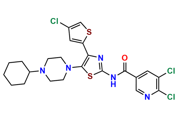 5,6-Dichloro-N-(4-(4-chlorothiophen-2-yl)-5-(4-cyclohexylpiperazin-1-yl)thiazol-2-yl)nicotinamide