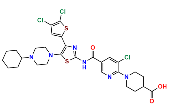 1-(3-Chloro-5-((5-(4-cyclohexylpiperazin-1-yl)-4-(4,5-dichlorothiophen-2-yl)thiazol-2-yl)carbamoyl)pyridin-2-yl)piperidine-4-carboxylic Acid