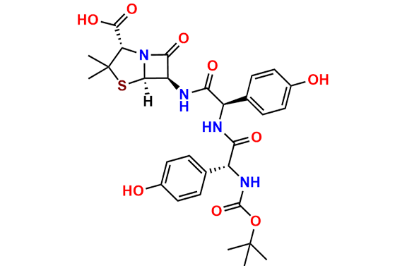(2S,5R,6R)-6-((R)-2-((R)-2-((tert-Butoxycarbonyl)amino)-2-(4-hydroxyphenyl)acetamido)-2-(4-hydroxyphenyl)acetamido)-3,3-dimethyl-7-oxo-4-thia-1-azabicyclo[3.2.0]heptane-2-carboxylic Acid