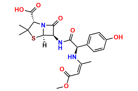 (2S,5R,6R)-6-((R)-2-(4-Hydroxyphenyl)-2-(((Z)-4-methoxy-4-oxobut-2-en-2-yl)amino)acetamido)-3,3-dimethyl-7-oxo-4-thia-1-azabicyclo[3.2.0]heptane-2-carboxylic Acid