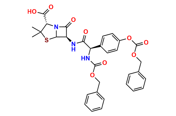 (2S,6R)-6-((R)-2-(((Benzyloxy)carbonyl)amino)-2-(4-(((benzyloxy)carbonyl)oxy)phenyl)acetamido)-3,3-dimethyl-7-oxo-4-thia-1-azabicyclo[3.2.0]heptane-2-carboxylic Acid