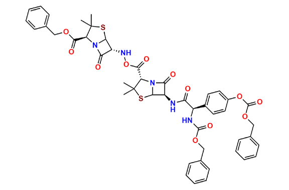 benzyl (2S,6R)-6-((((2S,6R)-6-((R)-2-(((Benzyloxy)carbonyl)amino)-2-(4-(((benzyloxy)carbonyl)oxy)phenyl)acetamido)-3,3-dimethyl-7-oxo-4-thia-1-azabicyclo[3.2.0]heptane-2-carbonyl)oxy)amino)-3,3-dimethyl-7-oxo-4-thia-1-azabicyclo[3.2.0]heptane-2-carboxylate