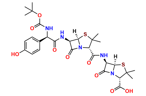 (2S,5R,6R)-6-((2S,5R,6R)-6-((R)-2-((tert-Butoxycarbonyl)amino)-2-(4-hydroxyphenyl)acetamido)-3,3-dimethyl-7-oxo-4-thia-1-azabicyclo[3.2.0]heptane-2-carboxamido)-3,3-dimethyl-7-oxo-4-thia-1-azabicyclo[3.2.0]heptane-2-carboxylic Acid