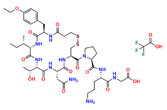 ((S)-5-Amino-2-((S)-1-((4R,7S,10S,13S,16R)-7-(2-amino-2-oxoethyl)-13-((S)-sec-butyl)-16-(4-ethoxybenzyl)-10-((R)-1-hydroxyethyl)-6,9,12,15,18-pentaoxo-1,2-dithia-5,8,11,14,17-pentaazacycloicosane-4-carbonyl)pyrrolidine-2-carboxamido)pentanoyl)glycine compound with 2,2,2-Trifluoroacetic Acid (1:1)