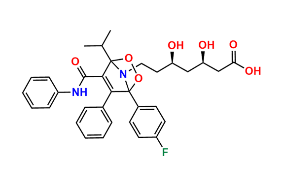 (3R,5R)-7-(1-(4-Fluorophenyl)-4-isopropyl-6-phenyl-5-(phenylcarbamoyl)-2,3-dioxa-7-azabicyclo[2.2.1]hept-5-en-7-yl)-3,5-dihydroxyheptanoic Acid