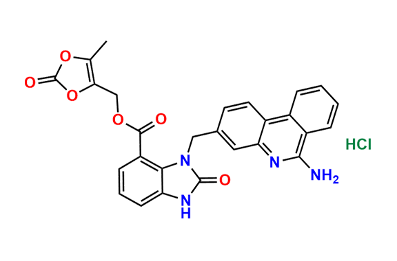 (5-Methyl-2-oxo-1,3-dioxol-4-yl)methyl 3-((6-aminophenanthridin-3-yl)methyl)-2-oxo-2,3-dihydro-1H-benzo[d]imidazole-4-carboxylate Hydrochloride