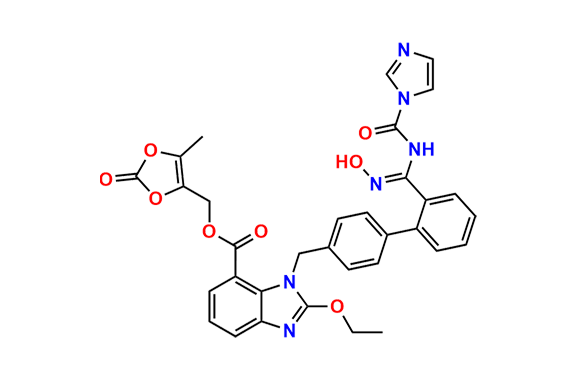 (Z)-(5-Methyl-2-oxo-1,3-dioxol-4-yl)methyl 2-ethoxy-1-((2-(N-hydroxy-N-(1H-imidazole-1-carbonyl)carbamimidoyl)-[1,1-biphenyl]-4-yl)methyl)-1H-benzo[d]imidazole-7-carboxylate