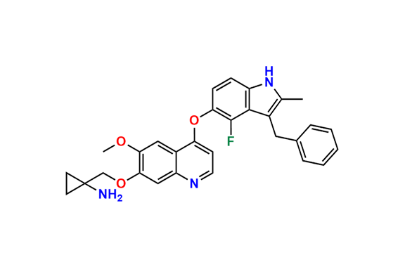 1-[[[4-[[4-Fluoro-2-methyl-3-(phenylmethyl)-1H-indol-5-yl]oxy]-6-methoxy-7-quinolinyl]oxy]methyl]cyclopropanamine