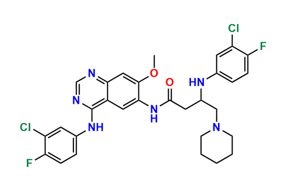 3-((3-Chloro-4-fluorophenyl)amino)-N-(4-((3-chloro-4-fluorophenyl)amino)-7-methoxyquinazolin-6-yl)-4-(piperidin-1-yl)butanamide