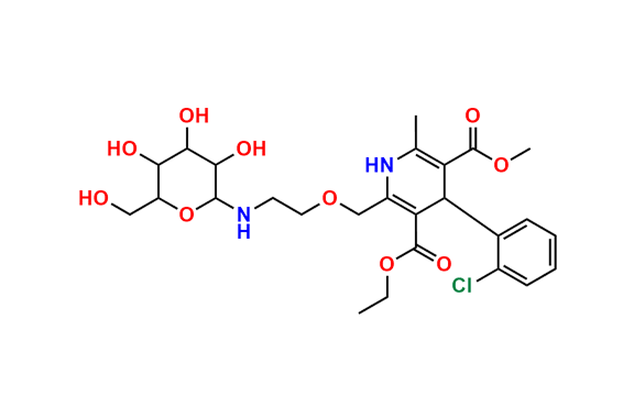 3-Ethyl 5-methyl 4-(2-chlorophenyl)-6-methyl-2-((2-((3,4,5-trihydroxy-6-(hydroxymethyl)tetrahydro-2H-pyran-2-yl)amino)ethoxy)methyl)-1,4-dihydropyridine-3,5-dicarboxylate