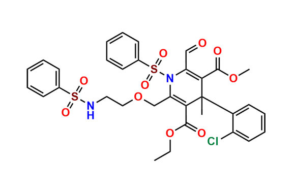 3-Ethyl 5-methyl 4-(2-chlorophenyl)-6-formyl-4-methyl-2-((2-(phenylsulfonamido)ethoxy)methyl)-1-(phenylsulfonyl)-1,4-dihydropyridine-3,5-dicarboxylate