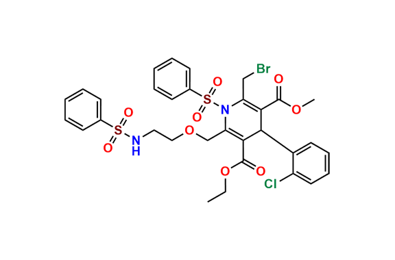 5-Ethyl 3-methyl 2-(bromomethyl)-4-(2-chlorophenyl)-6-((2-(phenylsulfonamido)ethoxy)methyl)-1-(phenylsulfonyl)-1,4-dihydropyridine-3,5-dicarboxylate
