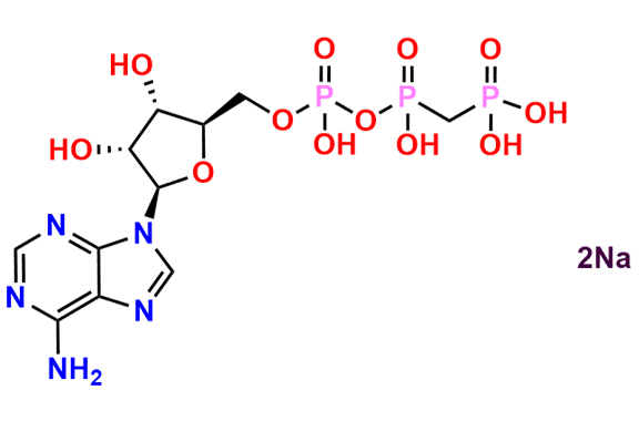 (((((((2R,3S,4R,5R)-5-(6-Amino-9H-purin-9-yl)-3,4-dihydroxytetrahydrofuran-2-yl)methoxy)(hydroxy)phosphoryl)oxy)(hydroxy)phosphoryl)methyl)phosphonic Acid, Disodium Salt
