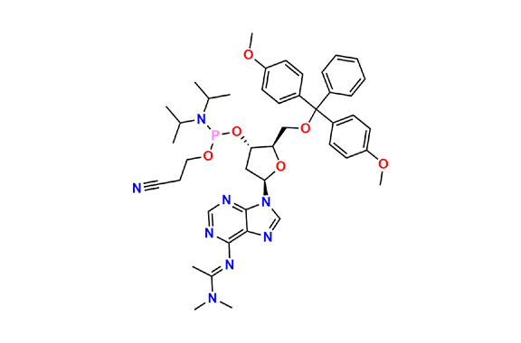 (2R,3S,5R)-2-((Bis(4-methoxyphenyl)(phenyl)methoxy)methyl)-5-(6-((1-(dimethylamino)ethylidene)amino)-9H-purin-9-yl)tetrahydrofuran-3-yl (2-cyanoethyl) diisopropylphosphoramidite