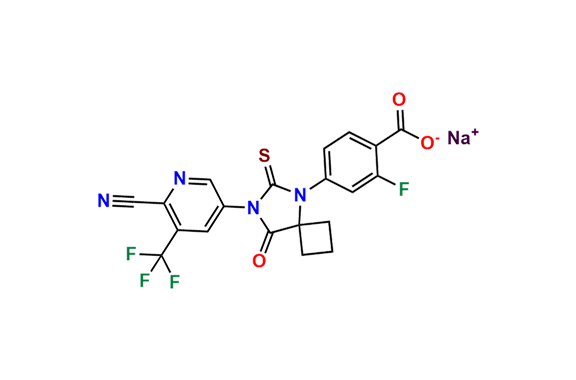 Sodium 4-(7-(6-cyano-5-(trifluoromethyl)pyridin-3-yl)-8-oxo-6-thioxo-5,7-diazaspiro[3.4]octan-5-yl)-2-fluorobenzoate