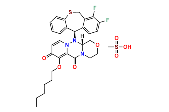 rel-(R)-12-((R)-7,8-Difluoro-6,11-dihydrodibenzo[b,e]thiepin-11-yl)-7-(hexyloxy)-3,4,12,12a-tetrahydro-1H-[1,4]oxazino[3,4-c]pyrido[2,1-f][1,2,4]triazine-6,8-dione Methanesulfonate