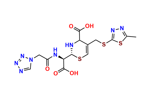(2R)-2-((R)-(2-(1H-Tetrazol-1-yl)acetamido)(carboxy)methyl)-5-(((5-methyl-1,3,4-thiadiazol-2-yl)thio)methyl)-3,4-dihydro-2H-1,3-thiazine-4-carboxylic Acid