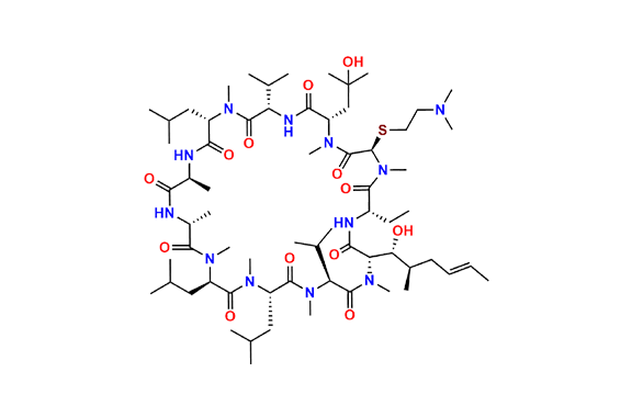 (3S,6S,9S,12R,15S,18S,21S,24S,27R,30S,33S)-27-((2-(Dimethylamino)ethyl)thio)-30-ethyl-33-((1R,2R,E)-1-hydroxy-2-methylhex-4-en-1-yl)-24-(2-hydroxy-2-methylpropyl)-6,9,18-triisobutyl-3,21-diisopropyl-1,4,7,10,12,15,19,25,28-nonamethyl-1,4,7,10,13,16,19,22,25,28,31-undecaazacyclotritriacontan-2,5,8,11,14,17,20,23,26,29,32-undecaone