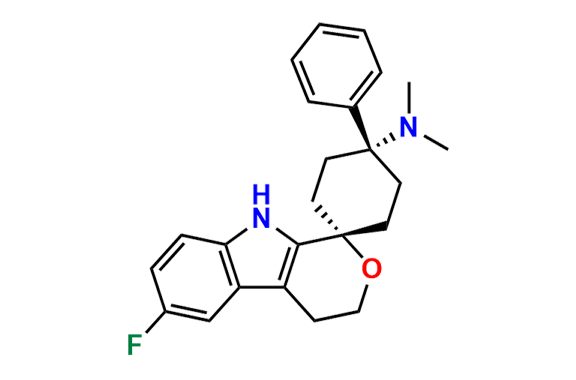 rel-(1s,4s)-6\'-Fluoro-N,N-dimethyl-4-phenyl-4\',9\'-dihydro-3\'H-spiro[cyclohexane-1,1\'-pyrano[3,4-b]indol]-4-amine