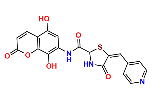 (E)-N-(5,8-dihydroxy-2-oxo-2H-chromen-7-yl)-4-oxo-5-(pyridin-4-ylmethylene)thiazolidine-2-carboxamide