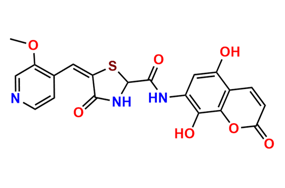 (E)-N-(5,8-dihydroxy-2-oxo-2H-chromen-7-yl)-5-((3-methoxypyridin-4-yl)methylene)-4-oxothiazolidine-2-carboxamide