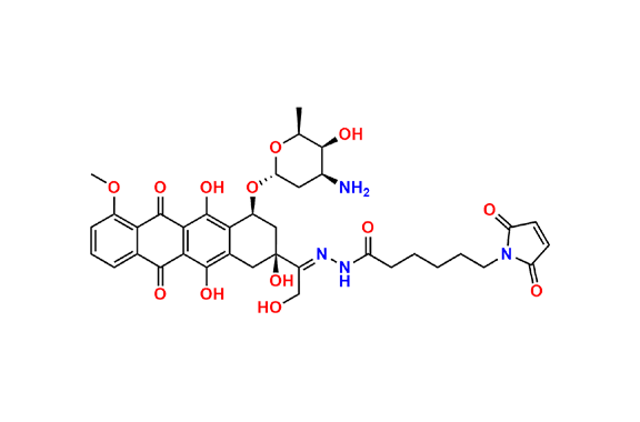 N-[(E)-[1-[(2S,4S)-4-[(2R,4S,5S,6S)-4-Amino-5-hydroxy-6-methyloxan-2-yl]oxy-2,5,12-trihydroxy-7-methoxy-6,11-dioxo-3,4-dihydro-1H-tetracen-2-yl]-2-hydroxyethylidene]amino]-6-(2,5-dioxopyrrol-1-yl)hexanamide