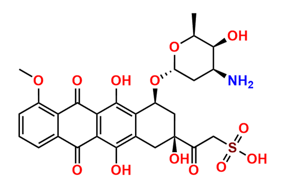 2-((2S,4S)-4-(((2R,4S,5S,6S)-4-Amino-5-hydroxy-6-methyltetrahydro-2H-pyran-2-yl)oxy)-2,5,12-trihydroxy-7-methoxy-6,11-dioxo-1,2,3,4,6,11-hexahydrotetracen-2-yl)-2-oxoethane-1-sulfonic Acid