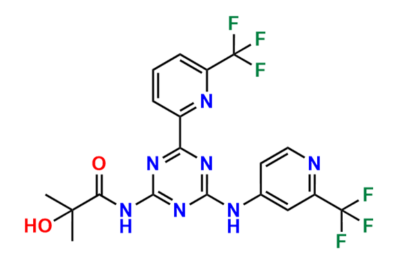 2-hydroxy-2-methyl-N-(4-(6-(trifluoromethyl)pyridin-2-yl)-6-((2-(trifluoromethyl)pyridin-4-yl)amino)-1,3,5-triazin-2-yl)propanamide