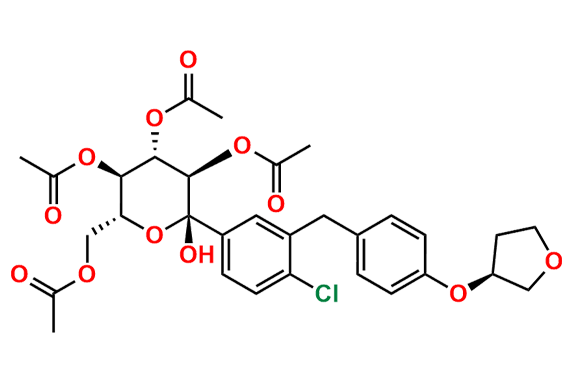 (2S,3R,4S,5R,6R)-6-(acetoxymethyl)-2-(4-chloro-3-(4-(((S)-tetrahydrofuran-3-yl)oxy)benzyl)phenyl)-2-hydroxytetrahydro-2H-pyran-3,4,5-triyl triacetate