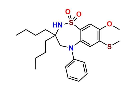 3,3-Dibutyl-8-methoxy-7-(methylthio)-5-phenyl-2,3,4,5-tetrahydrobenzo[f][1,2,5]thiadiazepine 1,1-dioxide