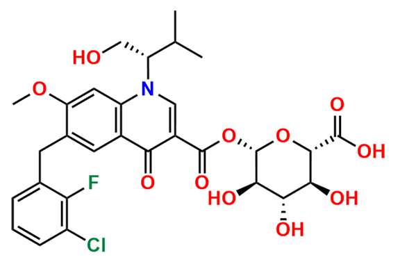 (2S,3S,4S,5R,6S)-6-((6-(3-Chloro-2-fluorobenzyl)-1-((S)-1-hydroxy-3-methylbutan-2-yl)-7-methoxy-4-oxo-1,4-dihydroquinoline-3-carbonyl)oxy)-3,4,5-trihydroxytetrahydro-2H-pyran-2-carboxylic acid