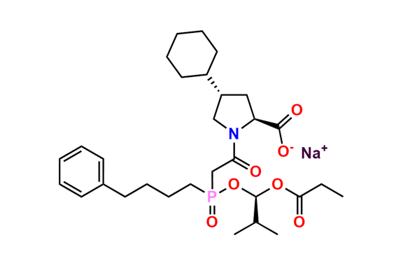 (2S,4S)-4-Cyclohexyl-1-(2-((S)-((R)-2-methyl-1-(propionyloxy)propoxy)(4-phenylbutyl)phosphoryl)acetyl)pyrrolidine-2-carboxylic Acid, Sodium Salt