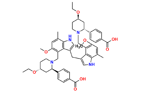 4,4'-((2R,2'R,4R,4'R)-((methylenebis(5-methoxy-7-methyl-1H-indole-3,4-diyl))bis(methylene))bis(4-ethoxypiperidine-1,2-diyl))dibenzoic acid