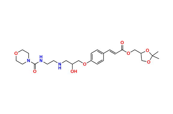 (2,2-dimethyl-1,3-dioxolan-4-yl)methyl (E)-3-(4-(2-hydroxy-3-((2-(morpholine-4-carboxamido)ethyl)amino)propoxy)phenyl)acrylate