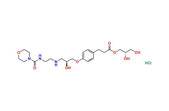 (S)-2,3-Dihydroxypropyl 3-(4-((S)-2-hydroxy-3-((2-(morpholine-4-carboxamido)ethyl)amino)propoxy)phenyl)propanoate Hydrochloride