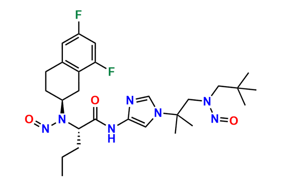 (S)-2-(((S)-6,8-difluoro-1,2,3,4-tetrahydronaphthalen-2-yl)(nitroso)amino)-N-(1-(2-methyl-1-(neopentyl(nitroso)amino)propan-2-yl)-1H-imidazol-4-yl)pentanamide