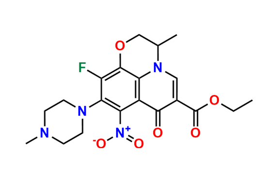 Ethyl 10-fluoro-3-methyl-9-(4-methylpiperazin-1-yl)-8-nitro-7-oxo-2,3-dihydro-7H-[1,4]oxazino[2,3,4-ij]quinoline-6-carboxylate