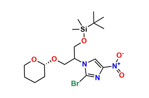 2-bromo-1-(1-((tert-butyldimethylsilyl)oxy)-3-(((R)-tetrahydro-2H-pyran-2-yl)oxy)propan-2-yl)-4-nitro-1H-imidazole