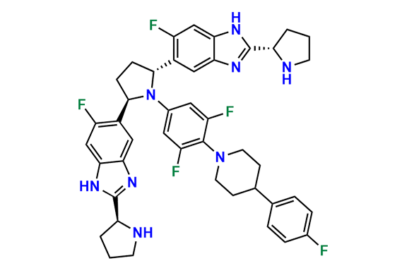 5,5`-[(2R,5R)-1-[3,5-Difluoro-4-[4-(4-fluorophenyl)-1-piperidinyl]phenyl]-2,5-pyrrolidinediyl]bis[6-fluoro-2-(2S)-2-pyrrolidinyl-1H-benzimidazole]