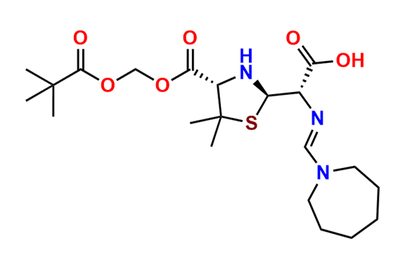 (S)-2-((Azepan-1-ylmethylene)amino)-2-((2R,4S)-5,5-dimethyl-4-(((pivaloyloxy)methoxy)carbonyl)thiazolidin-2-yl)acetic Acid