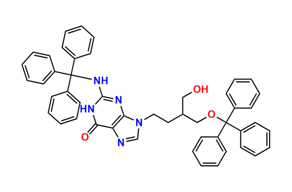 9-(4-Hydroxy-3-((trityloxy)methyl)butyl)-2-(tritylamino)-1,9-dihydro-6H-purin-6-one