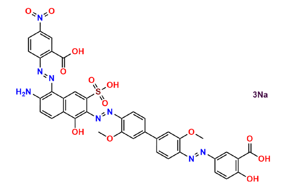 trisodium 2-[[2-amino-6-[[4`-[(3-carboxylato-4-hydroxyphenyl)azo]-3,3`-dimethoxy[1,1`-biphenyl]-4-yl]azo]-5-hydroxy-7-sulphonato-1-naphthyl]azo]-5-nitrobenzoate